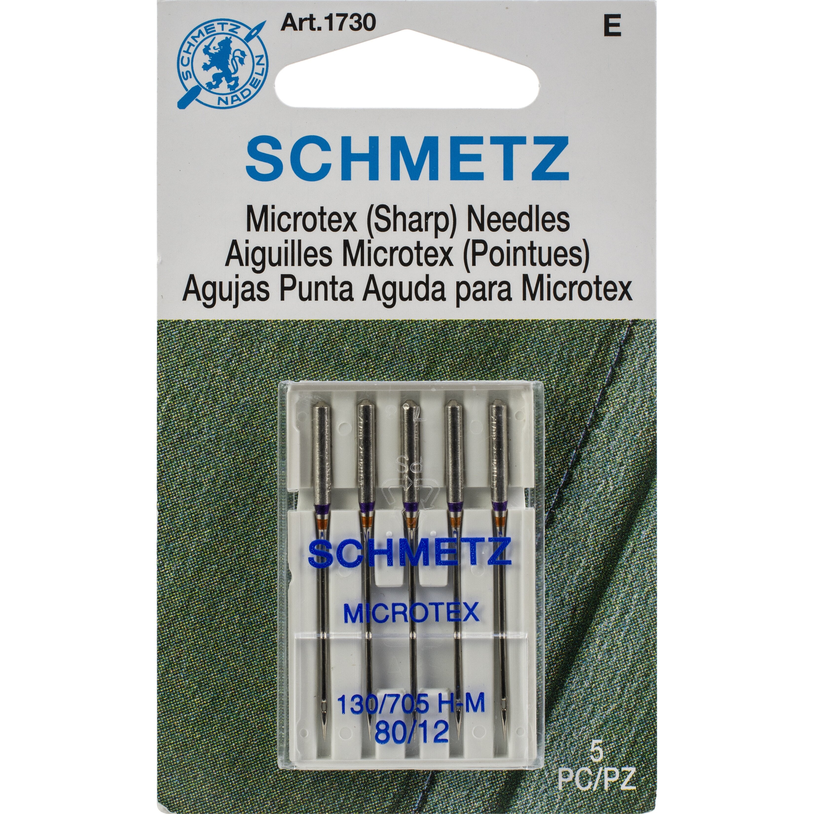Schmetz Microtex Sharp Machine Needles-Size 12/80 5/Pkg -1730